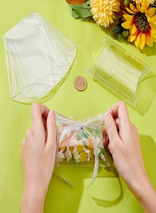 BENECREAT 40 Pack PVC Plastic Pillow Box, 4.5x3x1.2 Inch Clear Gift Packaging Boxes, Candy Treat Favors Box for Festival Party Favors Storage Packing - Image 3